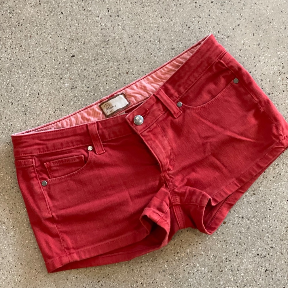 PAIGE Womens Designer Red Denim Shorts Sz. 27